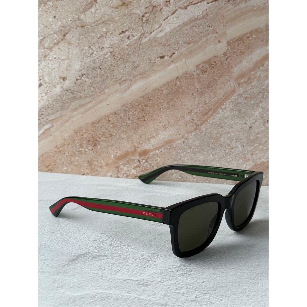 NEW Gucci GG0001S Black Striped Arm Sunglasses - Picture 3 of 6